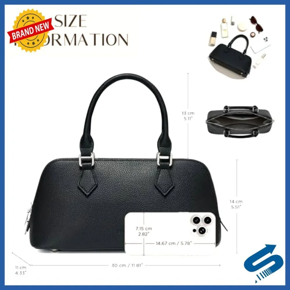 Small PU Leather Satchel with Detachable Strap, Top Handle Crossbody Bag